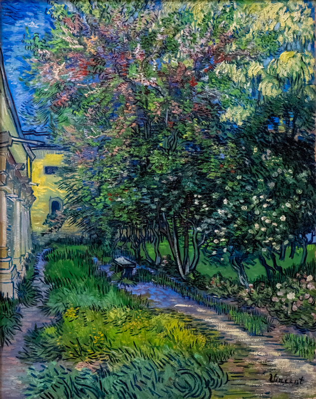 De tuin van de inrichting in Saint-Rémy