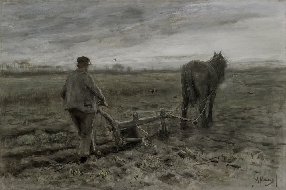 Mauve A. Aan de ploeg, 1880